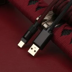 KBDfans Dark Red Handmade Custom Mechanical Keyboard USB-C Cable