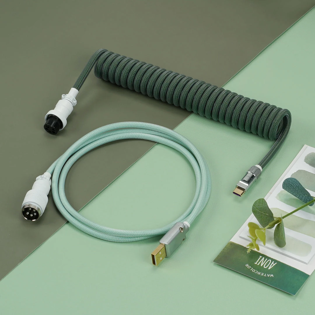 Shop KBDFANS Muti-Green HANDMADE CUSTOM MECHANICAL KEYBOARD USB-C CABLE
