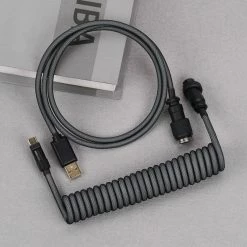 Shop KBDFANS Grey&BLACK HANDMADE CUSTOM MECHANICAL KEYBOARD USB-C CABLE