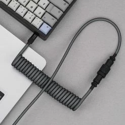 Shop KBDFANS Grey&BLACK HANDMADE CUSTOM MECHANICAL KEYBOARD USB-C CABLE